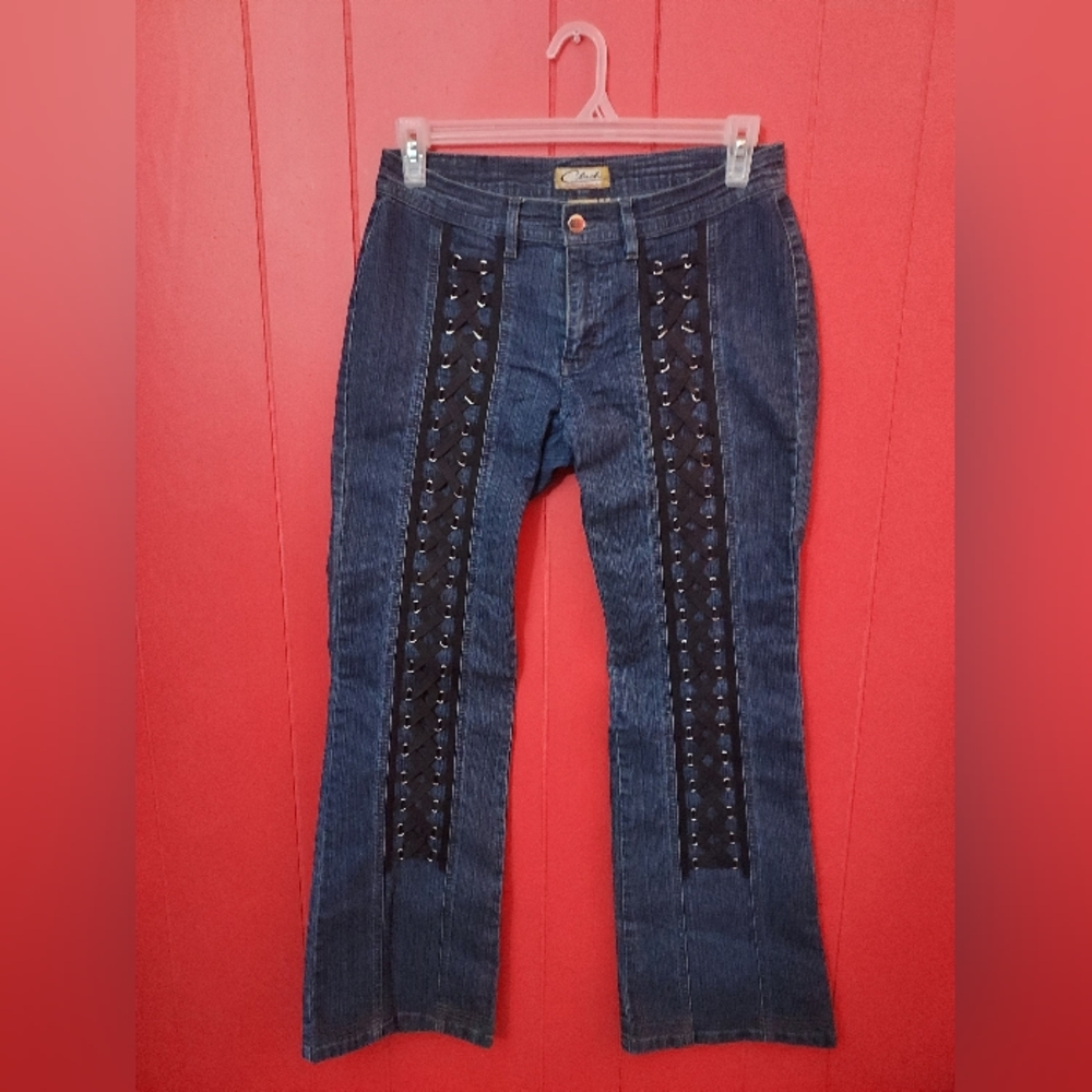 Vintage y2k Clash Lace Up Boot Cut Blue Jeans Size 11